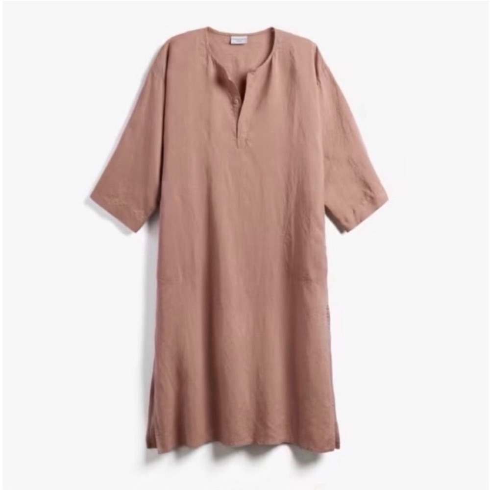 Parachute‎ Linen Dress Women XS Clay Excellent Short Sleeve Split Neck Pockets
